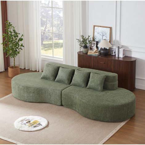 Divano modulare in schiuma 310 cm, 2 pezzi, sfoderabile, verde, REDOM (1/5)