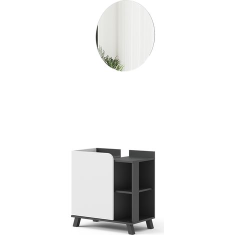 Conjunto de muebles de baño Karen, Antracita/blanco, 2 partes, Vicco