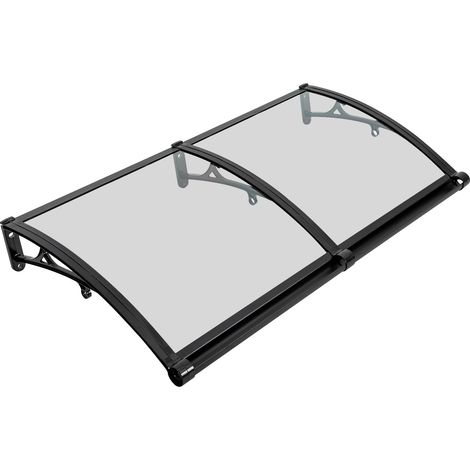 Auvent de façade, 120 x 60 cm, auvent transparent en forme d'arche, avec gouttière, renforts en aluminium, auvent à une pente pour fenêtre, protection contre le soleil et la pluie (1/5)