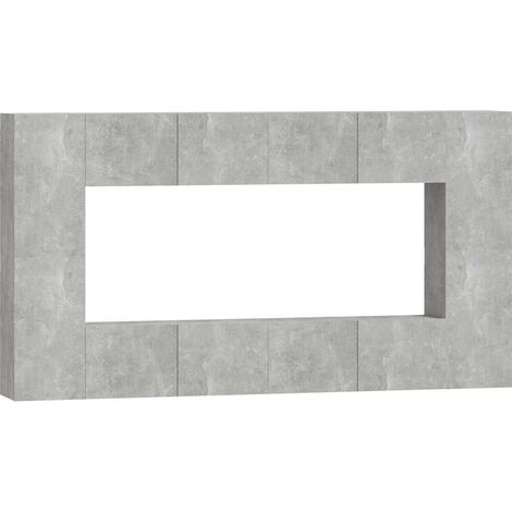 Maison Exclusive - 8-tlg. TV-Schrank-Set Betongrau Holzwerkstoff (1/5)