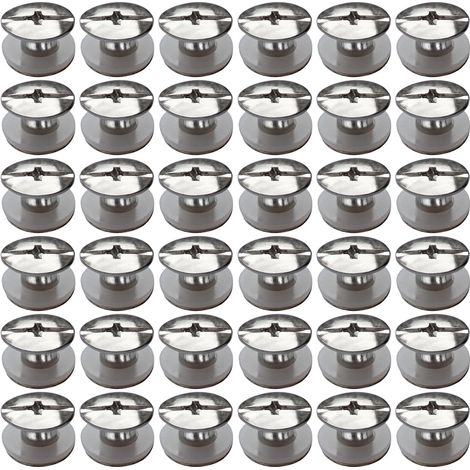 30 Kits Vis Chicago Screws,M54mm Vis de Livre,Rivet a Visser de remplacement en métal pour sacs, livres, colliers, sacs à dos, laisses de chien, laisses (Argent) (1/5)