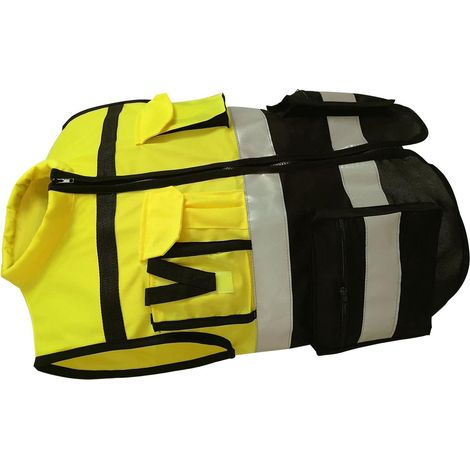 Gilet Réfléchissant Haute visibilité avec Fermeture éclair sur le Devant, Col Souple et Poches 3D pour la Construction, le Cyclisme, le Travail de Nuit Conforme Ansi/Isea Jaune/Noir (1/5)
