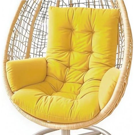 Tapis de chaise suspendue, hamac ou balancelle épais et respirant – lavable, convient à une utilisation intérieure et extérieure, jaune. (1/5)