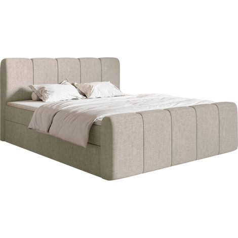 Selsey Cloudy II - Boxspringbett 180x200 cm, mit Bettkästen und Topper, Chenille Taupe (1/5)