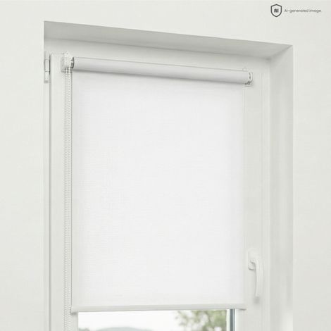 Estika - Store enrouleur sans perçage - 65 x 220 cm - Blanc - Protection solaire pour fenêtres intérieures - Tissu semi-transparent - Fixation Klemmfix (1/5)