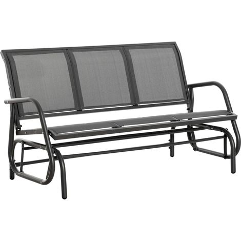 Panchina Dondolo da Giardino 151x75x85 cm in Metallo e Texteline Grigio (1/5)