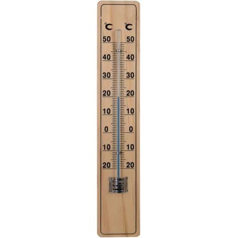 Thermomètre Extérieur Mural en Bois de Hêtre 20 cm Double Affichage Celsius et Fahrenheit - PANGIVO
