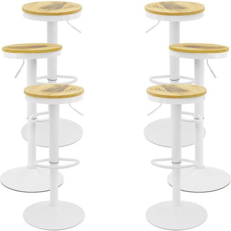 Packs Taburetes Altos - Pack 6 Taburetes Vikin Asiento Madera - Blanco (1/5)