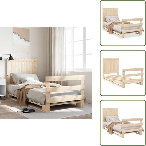 Cadre de lit sans matelas avec tête de lit 90x200 cm - Cadre De Lit - Lit Simple - Lit En Bois - Lit Avec Têtedé Lit - Bois De Pin (1/5)