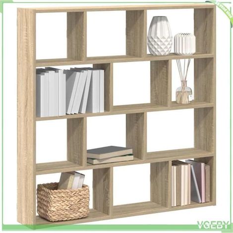 Étagère cube murale - Chêne sonoma - 12 compartiments - Bois d'ingénierie - 100 x 18 x 100 cm (1/5)