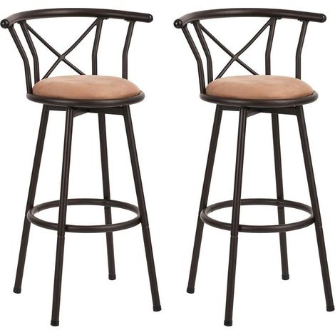 MEUBLE COSY Set di 2 Sgabelli da Bar o Cucina, Girevole a 360°, con Schienale e Poggiapiedi, Imbottiti in Similpelle, per Bancone, Sala da Pranzo e Casa (1/5)
