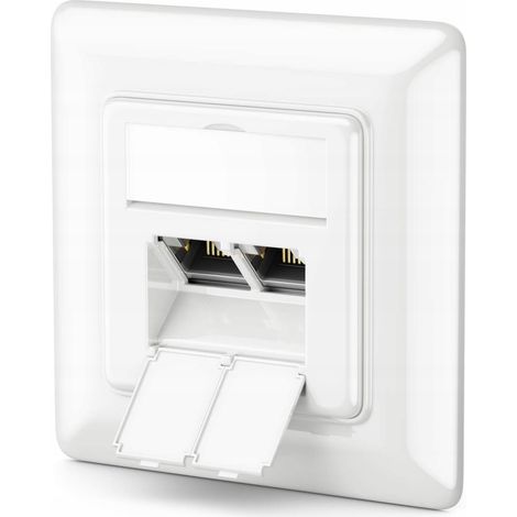Conector de red RJ45 LogiLink Cat.6 UP, PoE++ blindado, horizontal, de montaje empotrado.