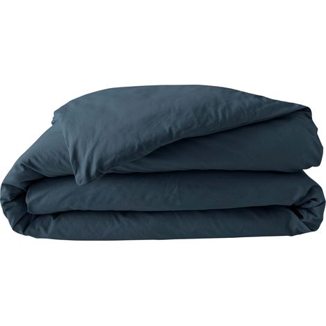 Housse de Couette 260 x 240 cm Percaline Bleu Nuit 100% Percale de Coton (1/5)