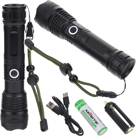 Torcia tattica a LED ricaricabile con zoom, USB C, ideale come regalo di sopravvivenza, 1000 lumen. (1/5)