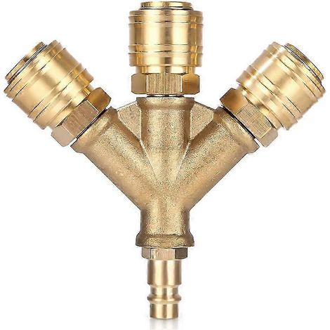 Distributeur d'air comprimé triple avec connecteurs NW 7.2 14AG, distributeur à raccord rapide pour tuyau d'air (1/5)