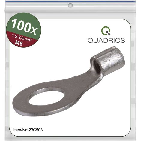 Quadrios 23C503 Cosse à oeillet Section max.=2.5 mm² Ø du trou=6.5 mm non isolé 100 pc(s) (1/5)
