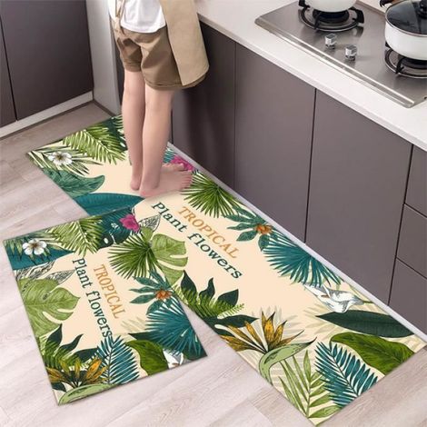 Tapis de cuisine antidérapant devant évier, lavable, décoration maison, lot de 2 pièces : 40x60 cm + 40x120 cm, multicolore, tapis de bain assorti