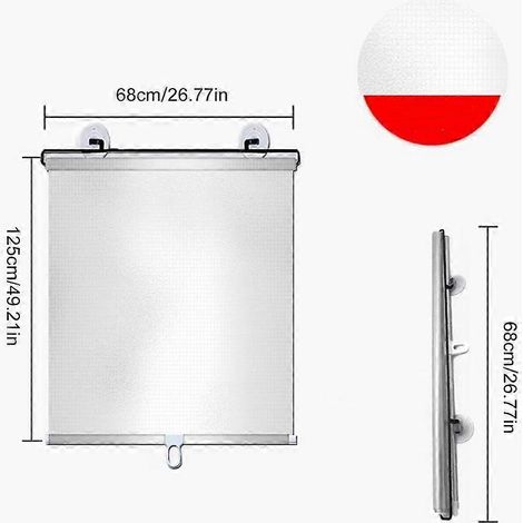 Pare-soleil rétractable pour pare-brise de voiture, protection solaire pour vitres de voiture, blocage UV, maille PVC haute qualité, protection estivale, film aluminium universel (1/5)