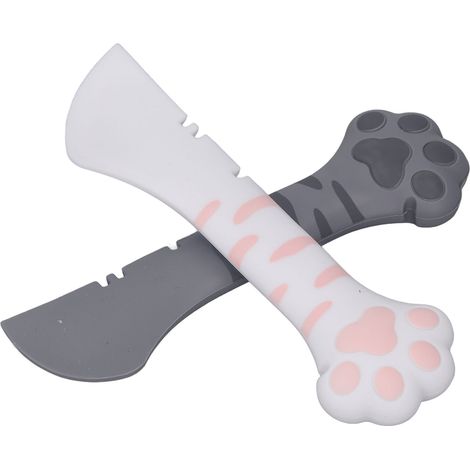 Cuillère à nourriture pour chat, 2 pièces, en Silicone Durable et sûr, tête incurvée, économie d'effort, ouvre-boîte Portable pour la maison et les voyages, Ragdoll et bleu gris (1/5)