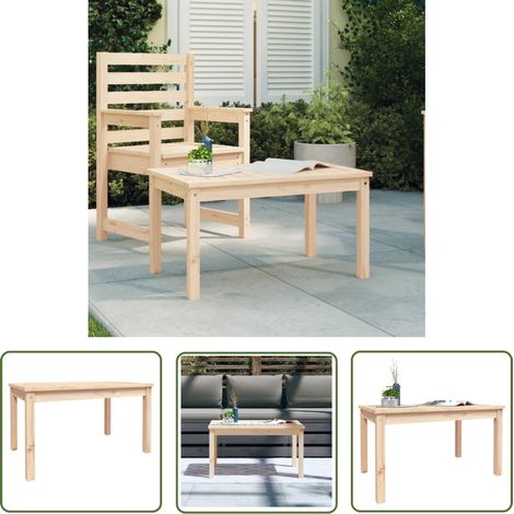 The Living Store Table de jardin 82,5x50,5x45 cm bois massif de pin - Table De Jardin - Table Extérieure - Mobilier De Jardin - Table En Bois - Table Ronde (1/5)