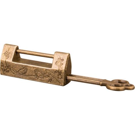Cadenas Vintage Chinois Mini-Clé Traditionnelle Chinoise à Fleurs avec Cadenas, Style Chinois pour Meuble Vintage Cadenas Vintage(Bronze) (1/5)
