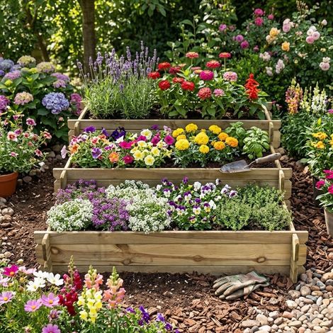 Fioriera Quadrata, Cesto per Fiori, Fioriera per piante in legno impregnato, 3 altezze 134x88x40 cm