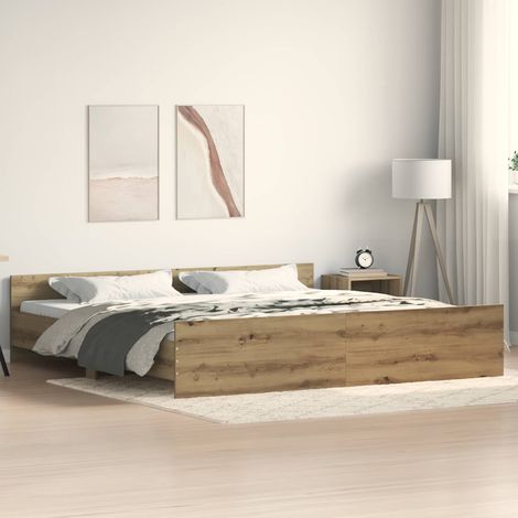 vidaXL Bettrahmen Artisan-Eiche 203 x 203 x 50 cm Holzwerkstoff (1/5)