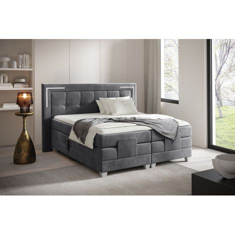 Boxspringbett Elektrisch Bett DORES 180x200cm in Stoff Fresh Stahlgrau (1/2)