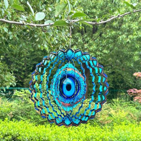 Rotierendes Windspiel aus Edelstahl, Außendekoration für Garten und Hof, 3D-rotierende Mandala-Form, Dekoration für drinnen und draußen, 01 (1/5)