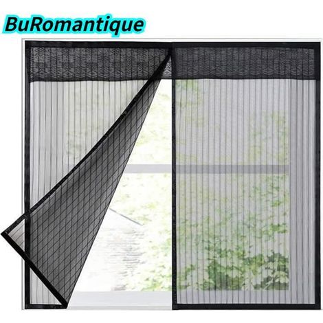 Moustiquaire à FenêTre MagnéTique, Moustiquaire Anti-Insectes Avec Protection Anti-Moustiques Magic Tape, noir, 120x120cm (1/4)