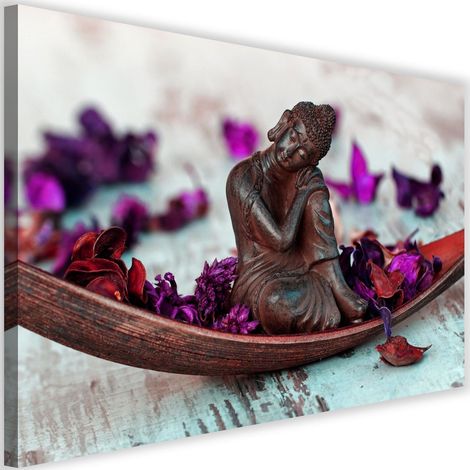 Tableau sur toile Bouddha Vintage Violet 60x40 (1/5)