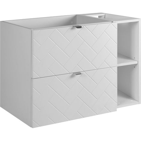 Mobile da bagno, Bianco Opaco, 80 x 57 x 46 cm, Maniglie Argento (1/5)