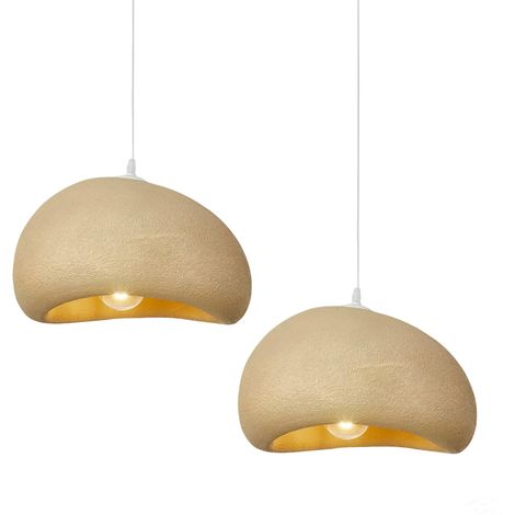 2X 30CM Lustre Personnalisé Créatif D'Intérieur Plafonnier Rétro E27 Suspension Lustre Moderne Jaune