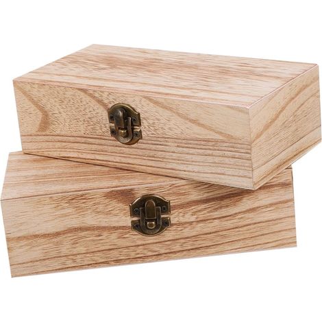 Boîte de Rangement en Bois Vintage Rectangulaire pour Bijoux et Fleurs Stabilisées, Coffret Offrir Portable, 2 Pièces (1/5)
