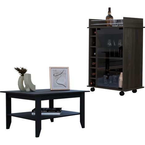 Ensemble Britannica de Salon, Table basse + Chariot de bar (1/4)