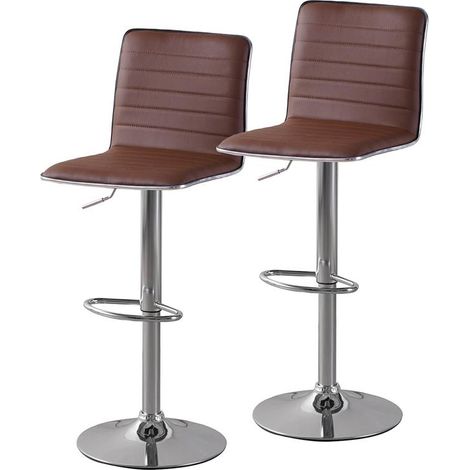Set da 2 Sgabelli Line Girevoli e Regolabili Marroni con Poggiapiedi da Cucina e Bar (1/5)