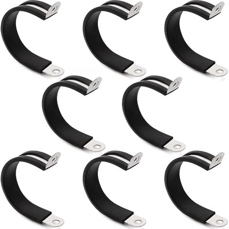 8 Pièces 40mm Colliers de Serrage en 304 Acier Inoxydable de Caoutchouc, Caoutchouc Doublé P Clips, P Clips Tuyau Pinces, pour Tuyau, Câble (1/5)
