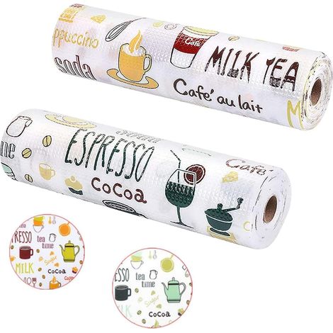 Set of 2 Non-Slip Drawer Bottom Mat Rolls Non-Adhesive 30x500CM DIY Fridge Mat Antibacterial Waterproof Mat for Home and Kitchen Shelves, Cabinets, Drawers, Fridges (1/5)