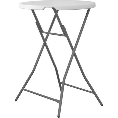 Tavolo da bar pieghevole per catering, bianco, rotondo, diametro 80 cm, portata massima 80 kg - Hendi 810958