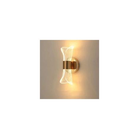 Applique Murale Intérieure, 12W Lampe Murale LED Moderne 3 Température de Couleur 3000K/4500K/6500K, Or Luminaire Mural en Acrylique pour Chambre, Salon, Couloir, Escalier [Classe énergétique E]