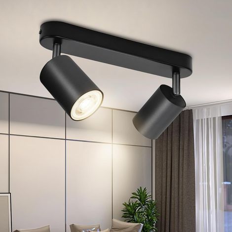 Adjustable Black GU10 Ceiling Spotlights in Aluminum for Indoor Lighting in Kitchen, Living Room, Bedroom (1/5)