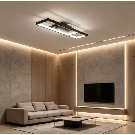 Rechteckige LED-Deckenleuchte 43 W 4600 lm 70 x 30 cm Schwarz OKWISH (1/5)