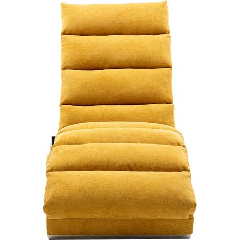 ELVMI Chaise longue massaggiante con Vibrazione delicata e Tasca laterale, Design Ergonomico, in Lino Giallo senape (1/5)
