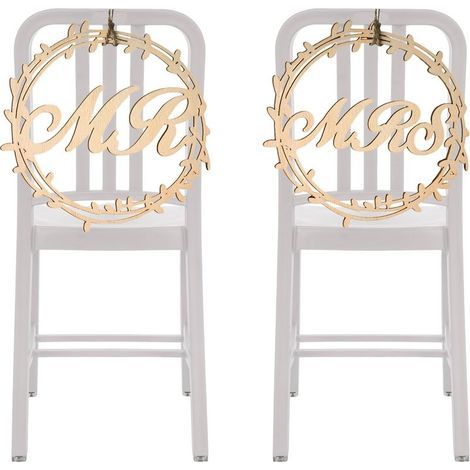 Mr Mrs Chair Decor Sign Panneau en Bois 2 Pièces Scripté en Bois Lettre Signe Décoration Bride and Groom Wedding Chair Signs Mr and Mrs Chair pour Mariage Fiançailles Chaise de Mariage Decor