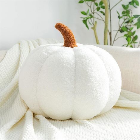 Coussin Décoratif Citrouille en Peluche, Oreillers de Citrouille Simulée en Peluche, Confortables Oreillers Rembourrés pour Thanksgiving Noël Halloween (Blanc,20cm) (1/5)