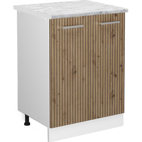 Mobiletto base cucina R-Line, Rovere artigianale, 60 cm , PL Marmo, Vicco