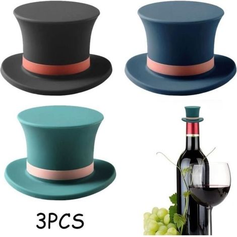 (Dark Green, Dark Blue, Black) Bottle Stopper, Hat-Shaped Wine Bottle Stopper, Fun Silicone Red Wine Stopper, for Champagne, Bar (1/4)