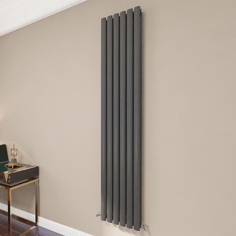 AICA Oval Column Radiator 1800x354mm Central Heating Vertical Double Stylish Anthracite (1/5)