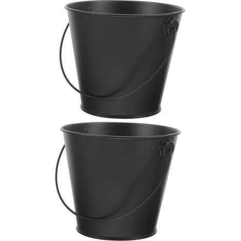 Lot De 2 Seaux à Cendres en Métal Noir 8x10,5x12 Cm pour Barbecue Et Cheminée Bac Récupérateur De Graisse Pratique Et Résistant Haute Température (1/5)