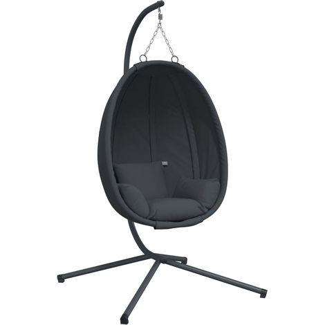 Fauteuil de Salon,Chaise,Fauteuil suspendu avec support en tissu anthracite et acier CFW292162 (1/5)